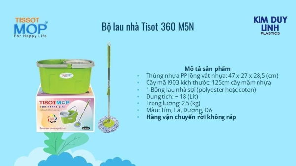 Bộ lau nhà xoay 360 dộ - Cây Lau Nhà Kim Duy Linh - Công Ty TNHH SX TM Kim Duy Linh